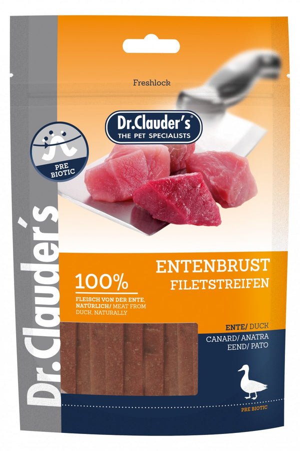 Dr.Clauder’S Snack Funcional Tiras De Filete De Pechuga De Pato En Tiras 10X80G Perro