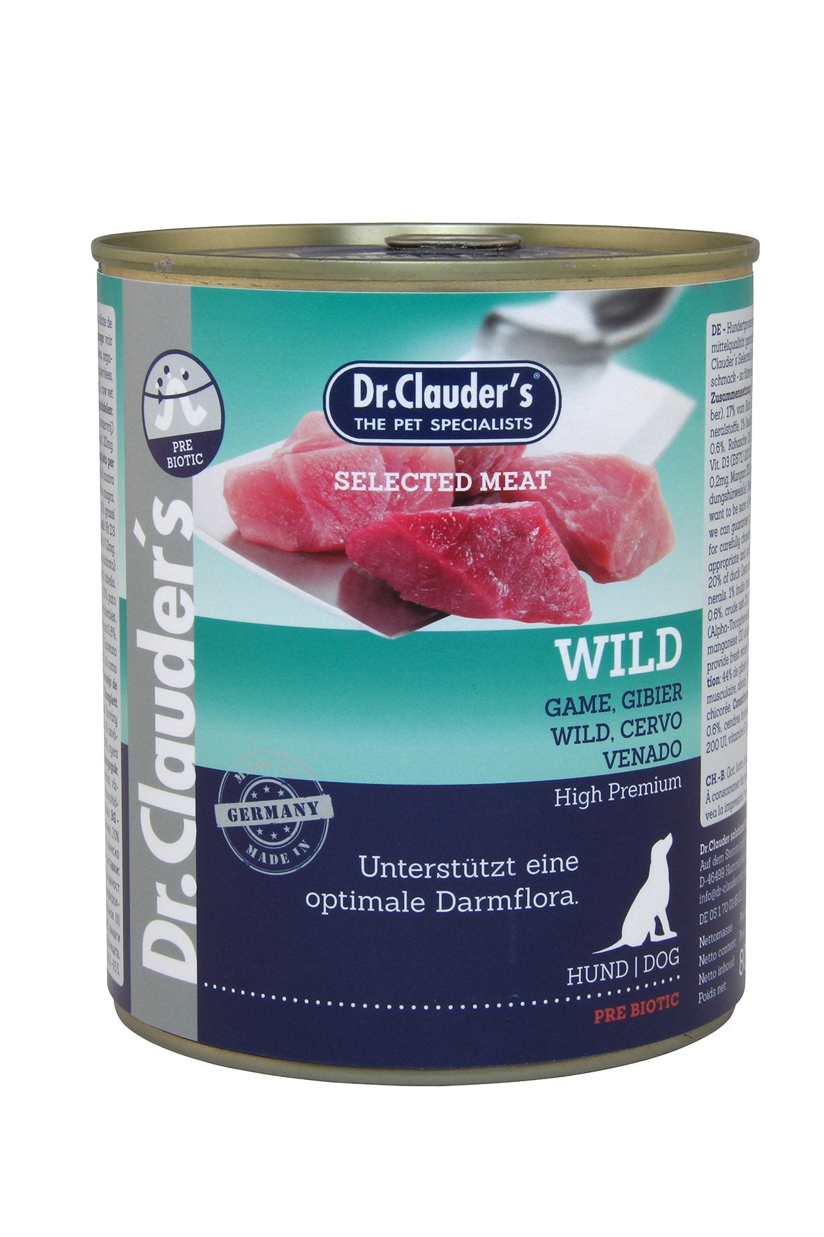 Dr.Clauder’s Húmedo Carne Seleccionada Prebiotic Venado 6x800G Perro
