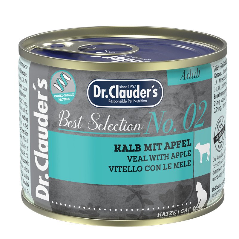 Dr.Clauder’s Húmedo Best Selection Adult No. 2 Ternera Con Manzana  6x200Gr Gato