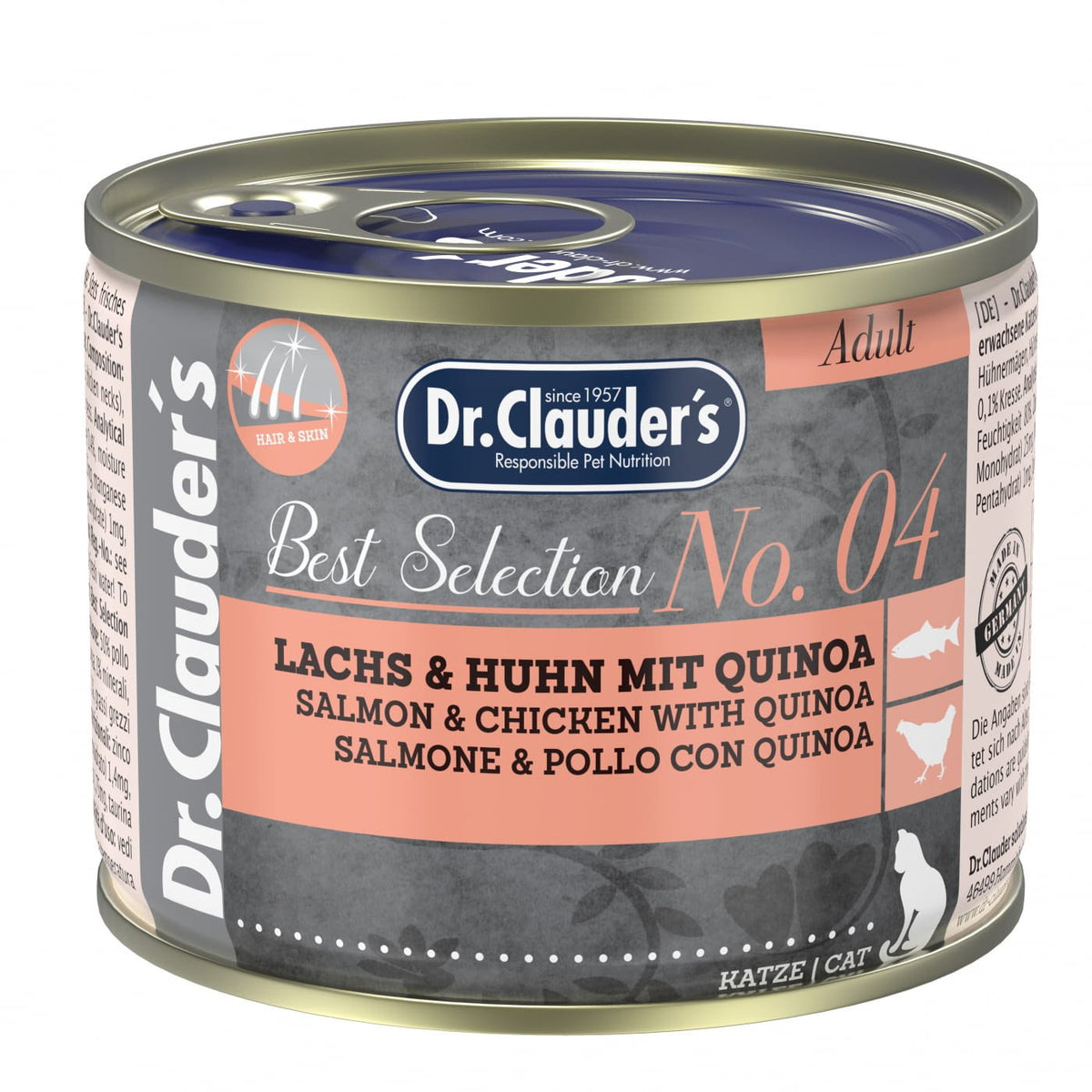 Dr.Clauder’s Húmedo Best Selection Adult No. 4 Salmón Y Pollo Con Quinoa  6x200Gr Gato