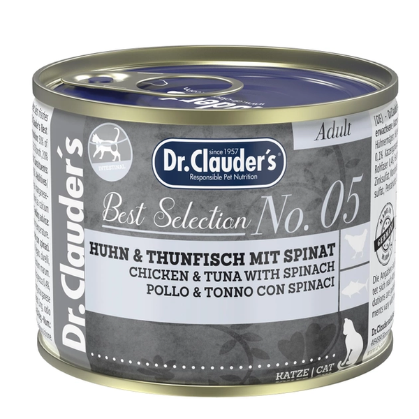 Dr.Clauder’S Húmedo Best Selection Adulto No. 5 Pollo Y Atún Con Espinacas 6X200Gr Gato