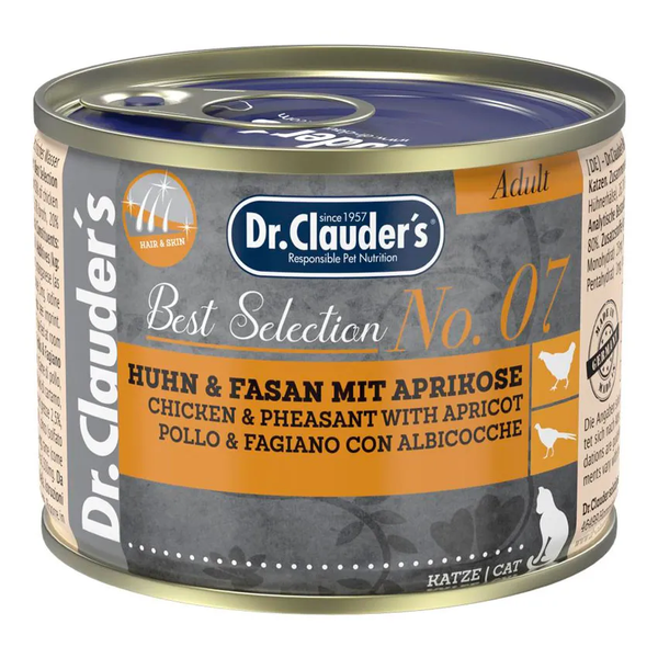 Dr.Clauder’S Húmedo Best Selection Adulto No. 7 Pollo Y Faisán Con Albaricoque  6X200Gr Gato