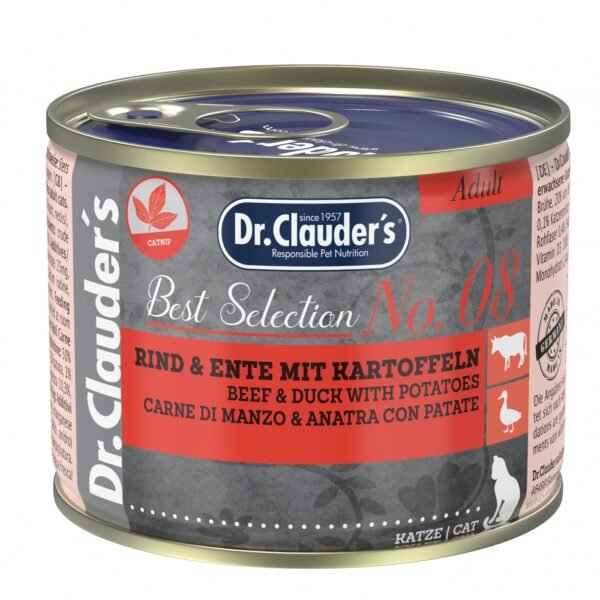 Dr.Clauder’s Húmedo Best Selection Adult No. 8 Ternera Y Pato Con Patata  6x200Gr Gato