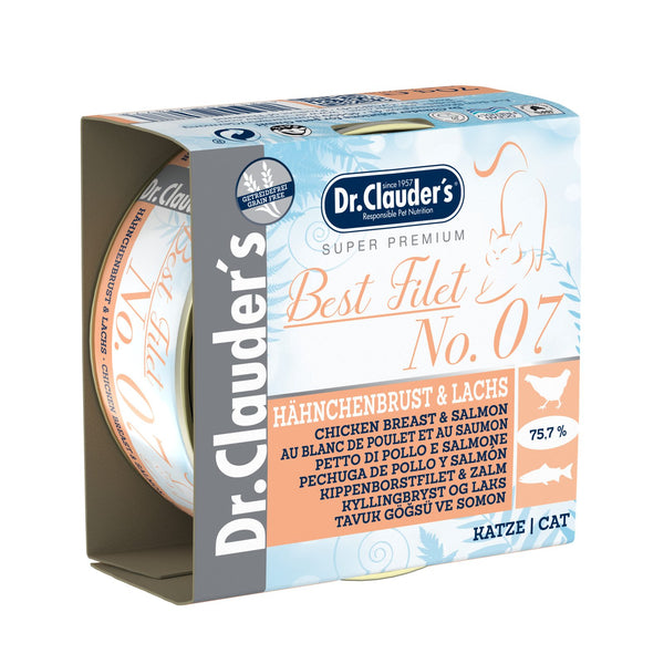 Dr.Clauder’S Húmedo Best Fillet Adulto No. 7 Pechuga De Pollo Y Salmón 24X70Gr Gato