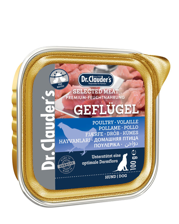 Dr.Clauder’S Húmedo Carne Seleccionada Prebiotic Ave 30X100Gr Perro