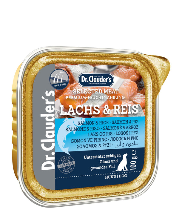 Dr.Clauder’S Húmedo Carne Seleccionada Pro Hair & Skin Salmón Y Arroz 30X100G Perro