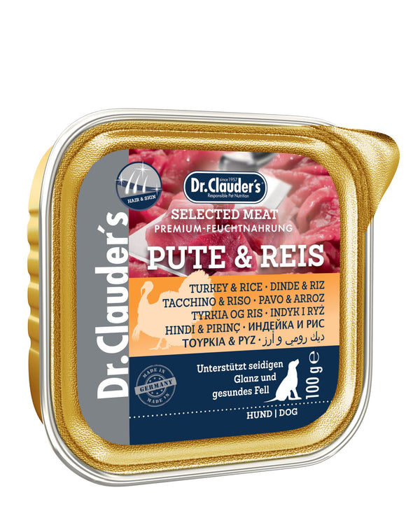 Dr.Clauder’S Húmedo Carne Seleccionada Pro Hair & Skin Pavo Y Patata 30X100G Perro