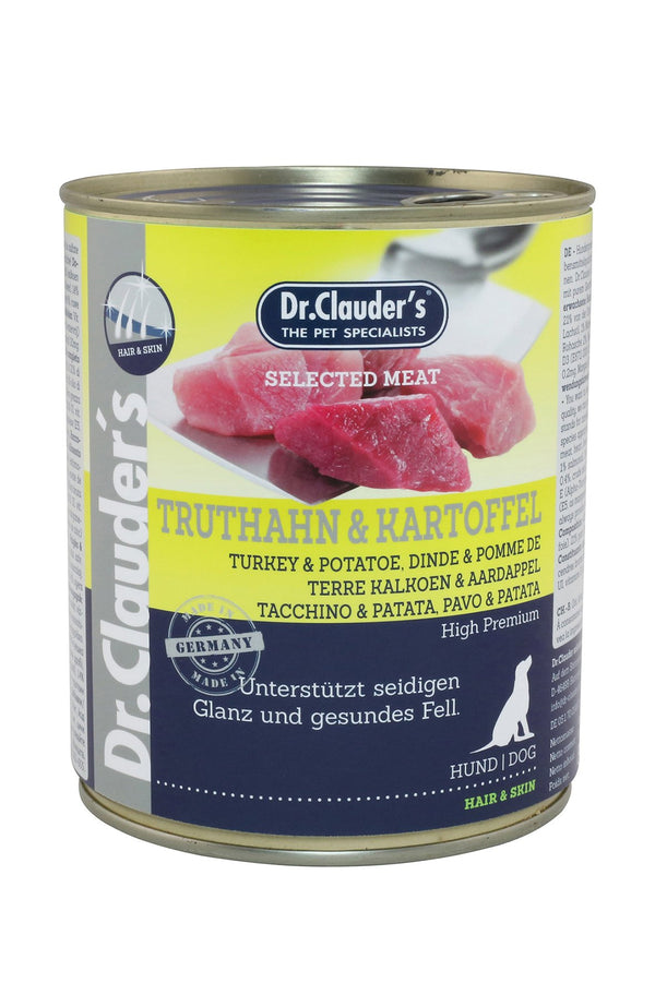 Dr.Clauder’S Húmedo Carne Seleccionada Pro Hair & Skin Pavo Y Patata 6X800G Perro