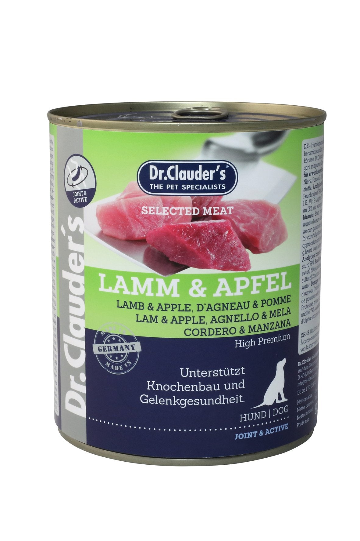 Dr.Clauder’s Húmedo Carne Seleccionada Prebiotic Cordero Y Manzana 6x800G Perro