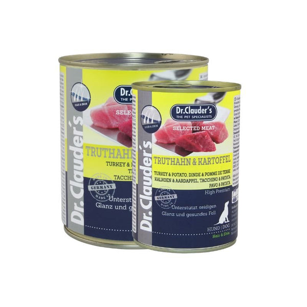 Dr.Clauder’S Húmedo Carne Seleccionada Pro Hair & Skin Pavo Y Patata 6X400G Perro