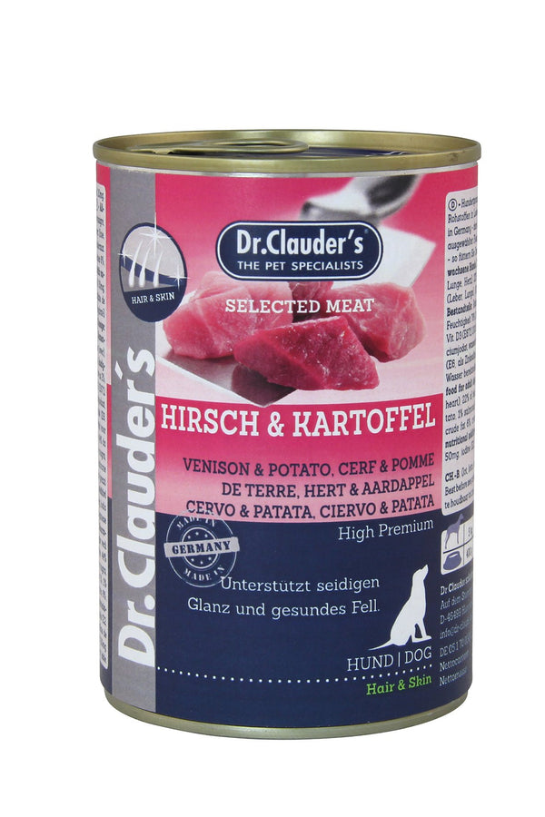 Dr.Clauder’S Húmedo Carne Seleccionada Pro Hair & Skin Venado Y Patata 6X400Gr Perro