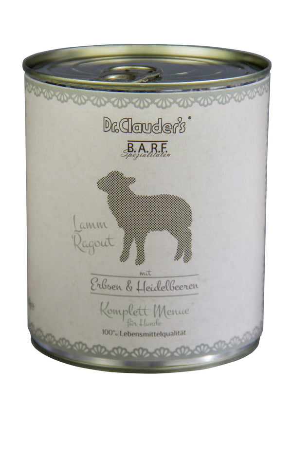 Dr.Clauder’S Húmedo B.A.R.F. Menú Completo Guiso De Cordero 6X800G Perro