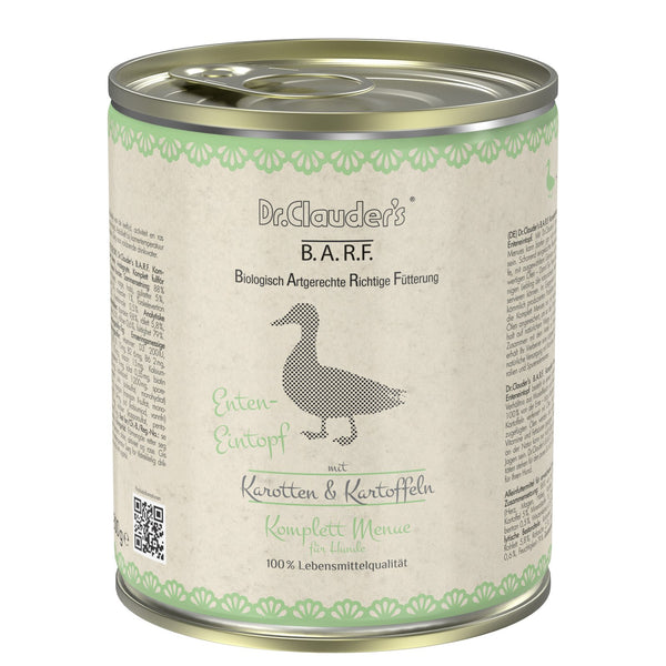 Dr.Clauder’S Húmedo B.A.R.F. Menú Completo Guiso De Pato 6X800G Perro