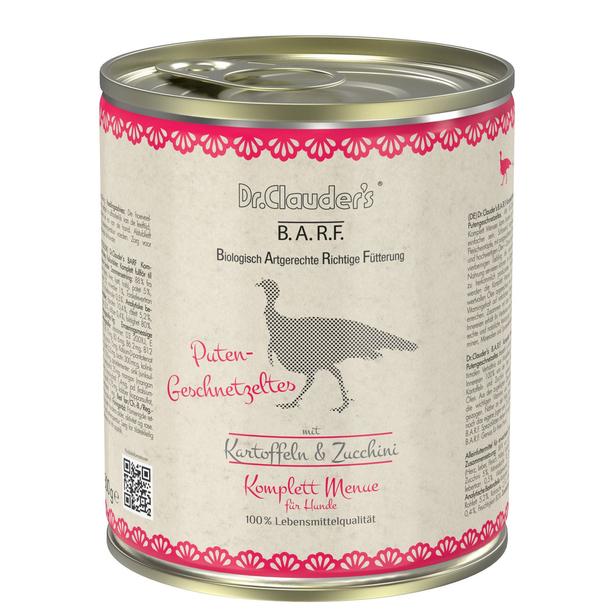Dr.Clauder’s Húmedo B.A.R.F. Menú Completo Rebanadas De Pavo 6x800G Perro