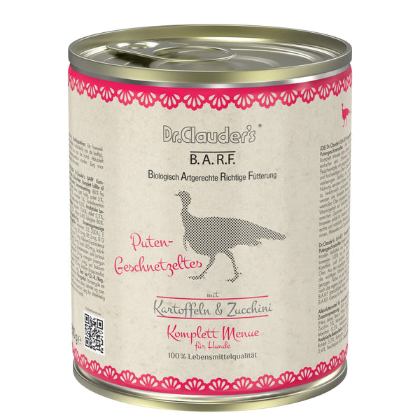 Dr.Clauder’S Húmedo B.A.R.F. Menú Completo Rebanadas De Pavo 6X800G Perro