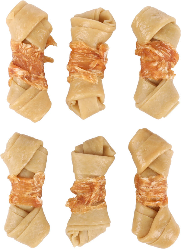 Flamingo Zero Rawhide Hueso Anudado Con Pollo 6Cm 6Pzs 120G