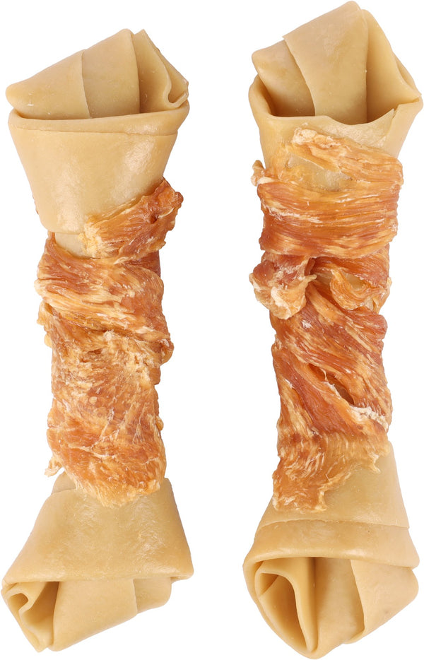 Flamingo Zero Rawhide Hueso Anudado Con Pollo 14Cm 2Pzs 120G