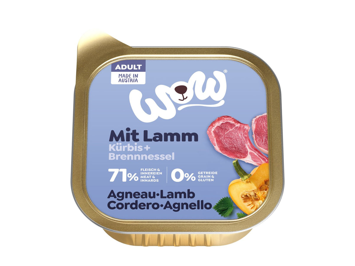 WOW ALIMENTO HÚMEDO DE CORDERO CON CALABAZA PARA PERRO 11X150GR