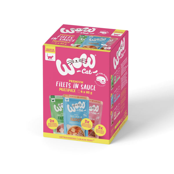 Wow Gato Filetes En Salsa Multipack Gato – Pollo, Vacuno Y Salmón 6X85Gr