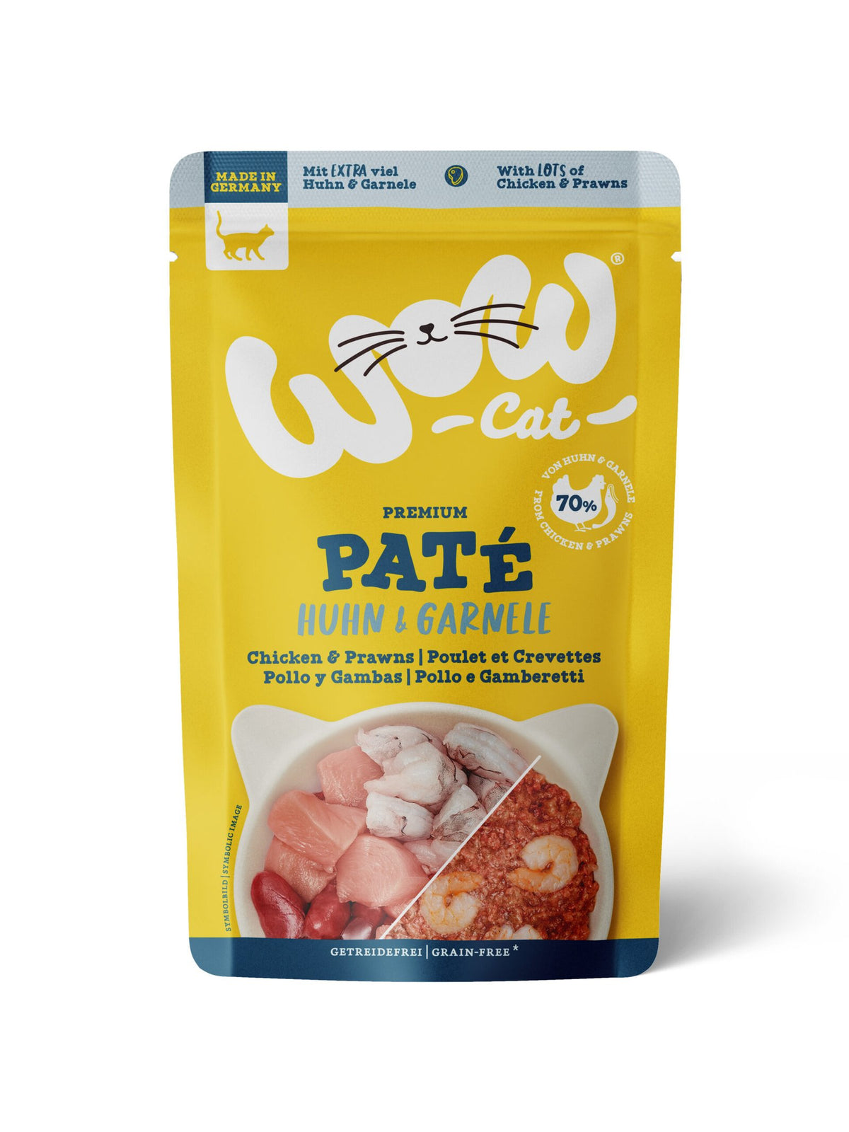WOW CAT POLLO Y GAMBAS GATO 12X125GR