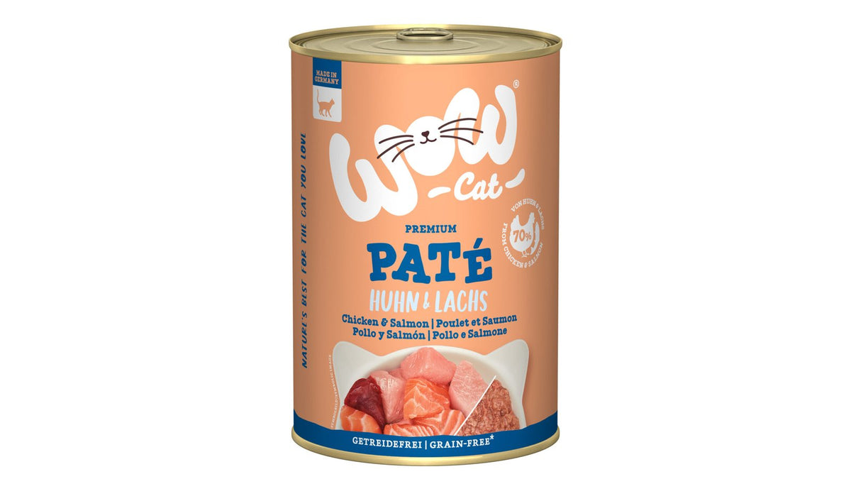 WOW CAT DE POLLO Y SALMÓN GATO 6X400GR