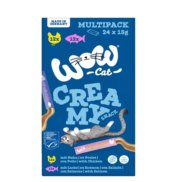 Wow Gato Snack Creamy Multipack Salmón Y Pollo Gato 24X15Gr