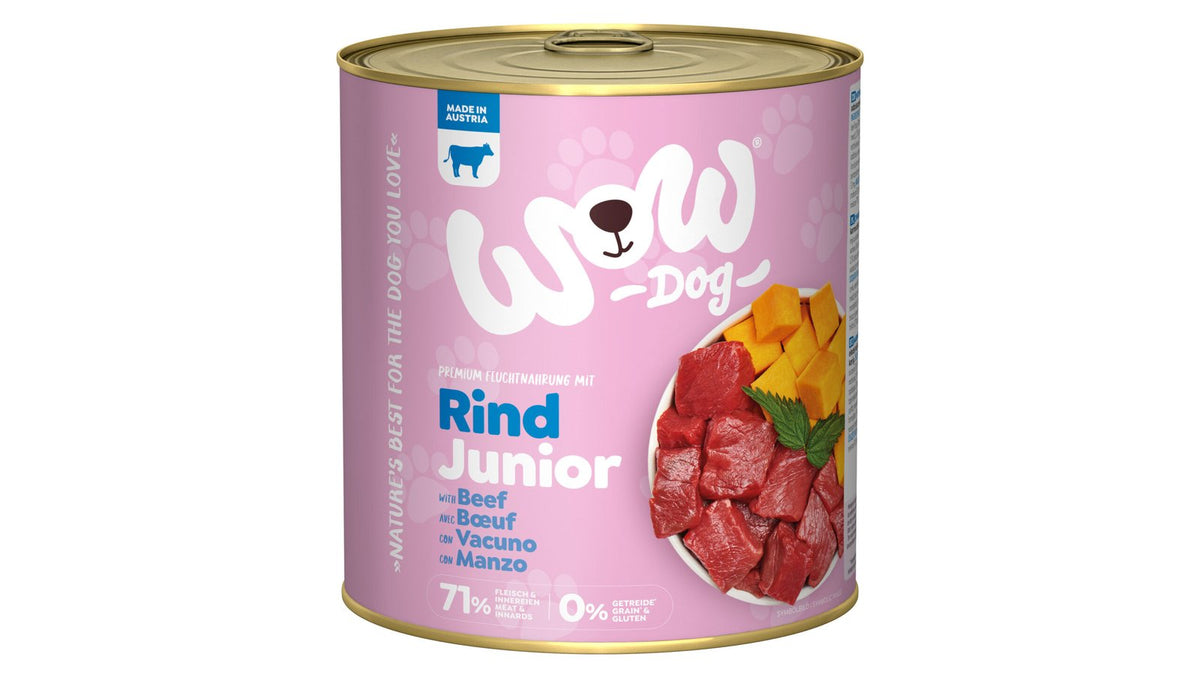 WOW ALIMENTO HÚMEDO DE VACUNO CON CALABAZA PERRO JUNIOR 6x800GR