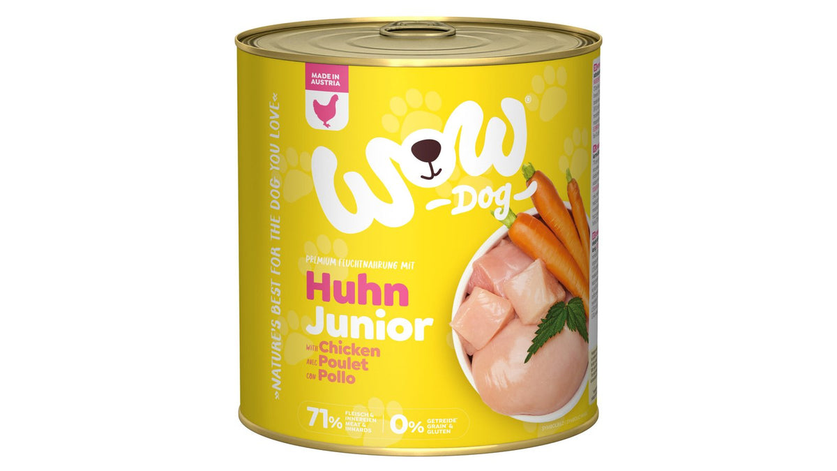 WOW ALIMENTO HÚMEDO DE POLLO CON ZANAHORIAS PERRO JUNIOR 6x800GR