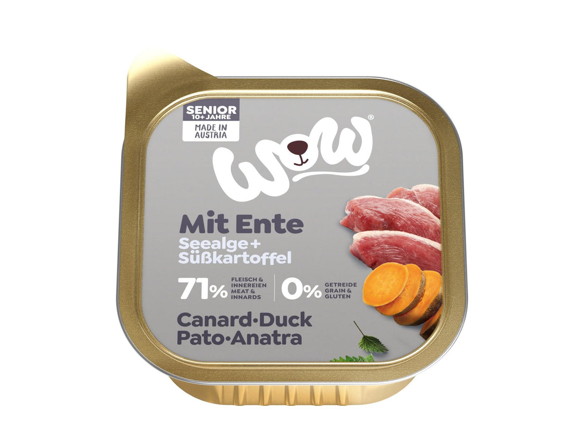 WOW ALIMENTO HÚMEDO DE PATO CON ALGAS MARINAS PERRO SÉNIOR 11x150GR